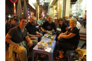 group Hanoi food tour with draugh beer